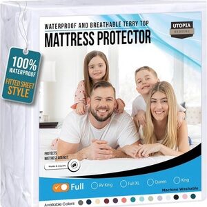 Utopia Bedding Waterproof Mattress Protector - White